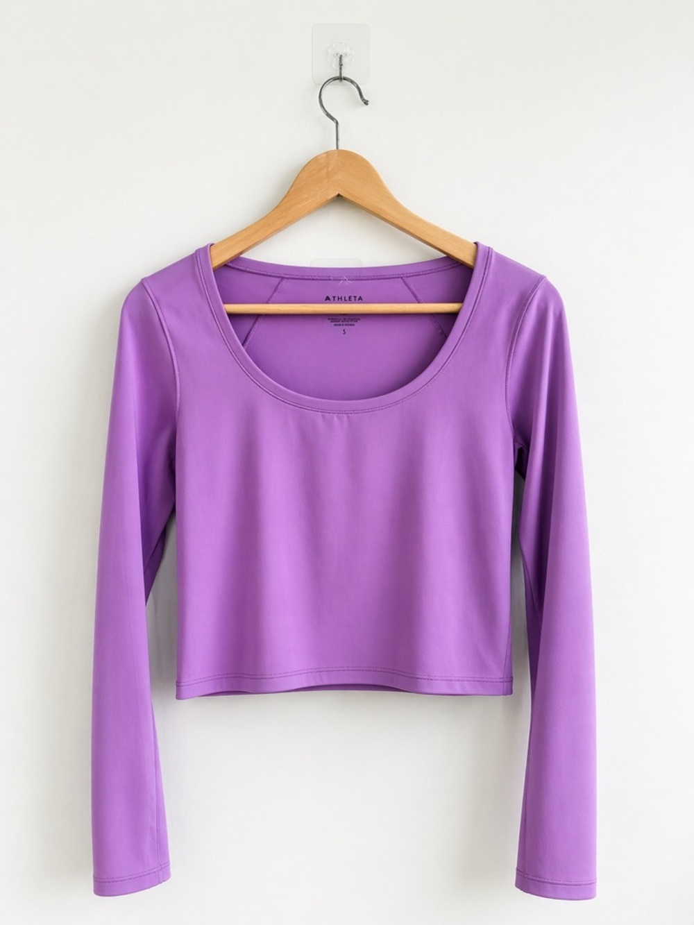 Athleta Purple Long-Sleeve Scoop Neck Crop Top